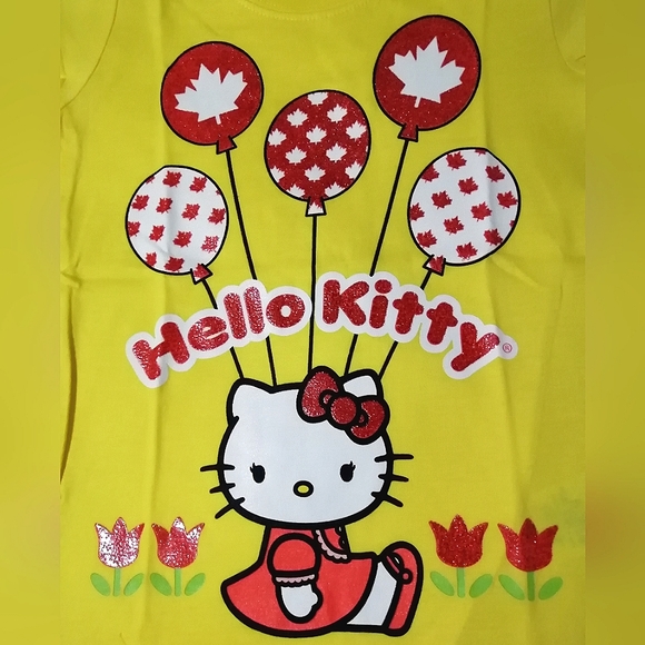 🔥SALE🔥 🌟HP🌟 Hello Kitty Sparkly Canada Girl's T-shirt Tee NWT Sizes 4, 6, 6X - Picture 2 of 5